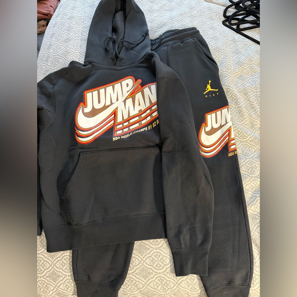 Jordan Black and Red Jumpman Hoodie and Sweatpants